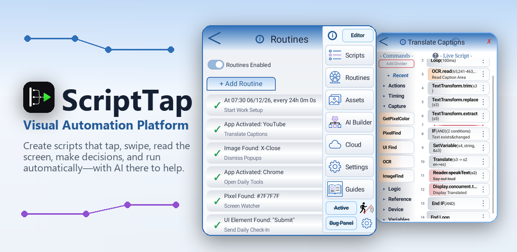 ScriptTap Android automation feature graphic